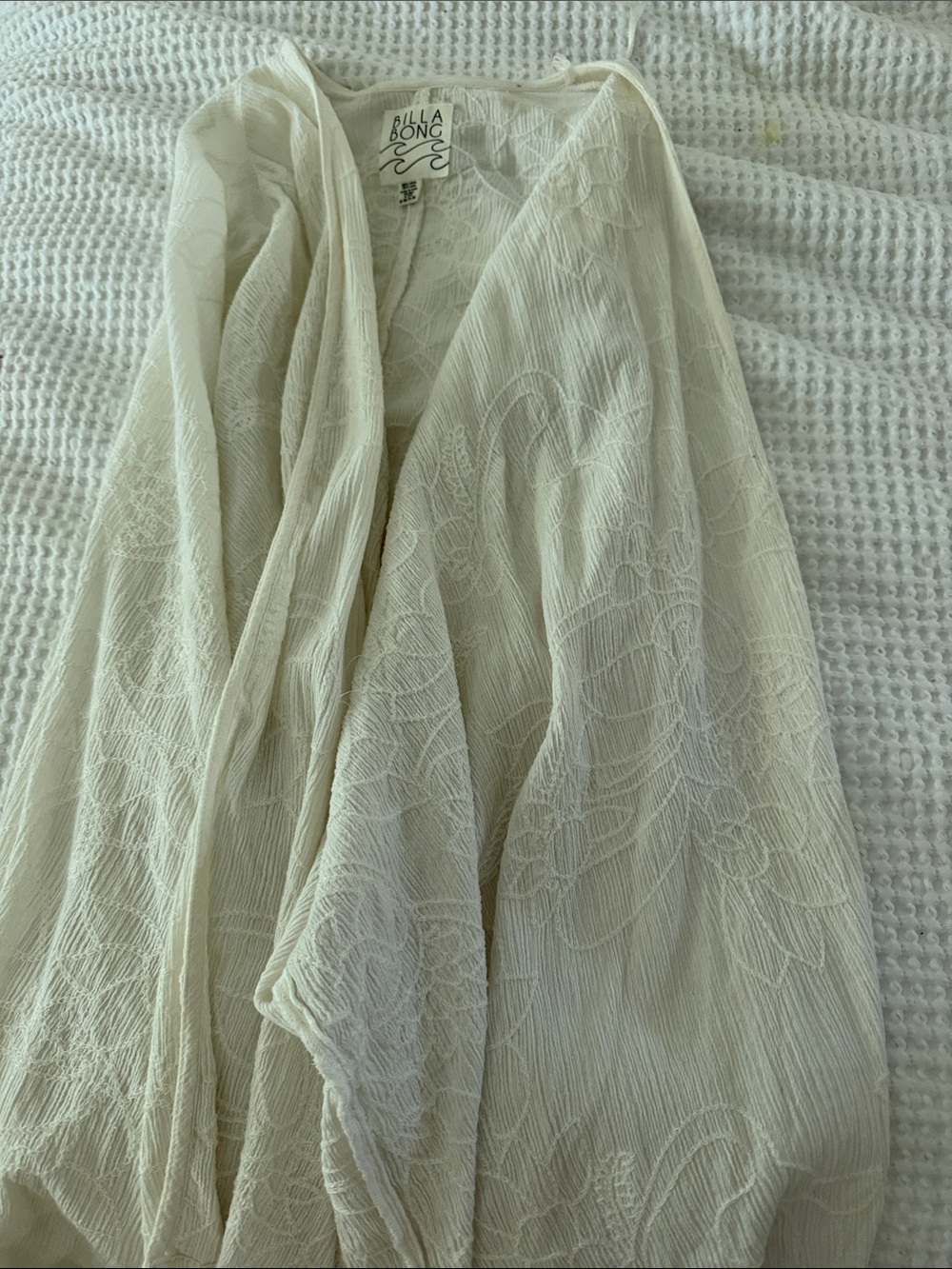 Billabong Cream Lace-Texture Kimono Wrap